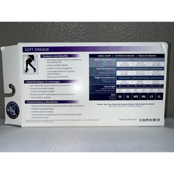 Sigvaris Medical Graduated Compression Hosiery Black Soft Opaque 15-20 mmHg LL - Picture 2 of 7